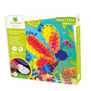 Stick & Fun - zdobenie brmbolcami - motýliky