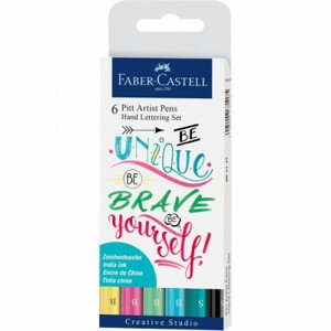 Popisovače Faber-Castell Pitt Artist Pen Hand Lettering - 6 ks, pastelová súprava
