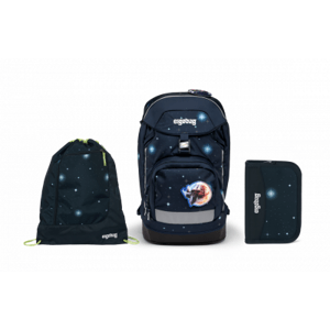 Školská súprava Ergobag prime Galaxy modrý 2023 - batoh + peračník + športový vak