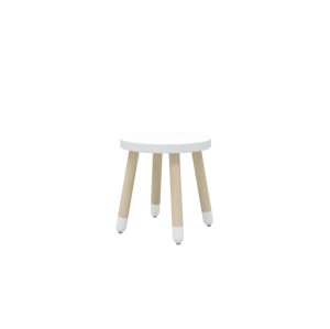 Drevená stolička bez operadla pre deti biela Flexa Dots