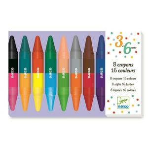 Obojstranné voskovky pre deti Djeco 8 ks 16 farieb od 3 rokov