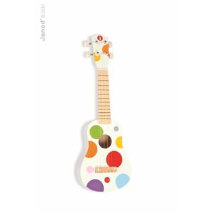 Drevené ukulele s reálnym zvukom Confetti Janod 4 struny 3+