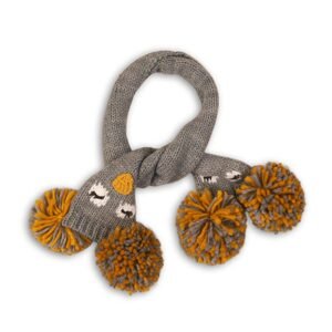 Šál zimná pletená, Minoti, OWL 13, šedá - 12-24m