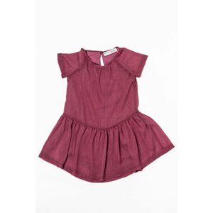 Šaty dievčenské s krátkym rukávom, riasená sukňa, Minoti, ROSEWOOD 6, červená - 104/110 | 4/5let