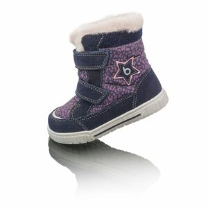 Dievčenské zimné topánky s kožušinou POLARFOX, 2 suché zipsy, BUGGA, B00172-06, fialová - 24