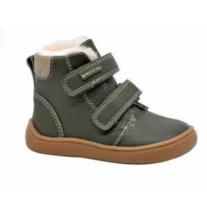 Dievčenské zimné topánky Barefoot DENY KHAKI, Protetika, zelená - 25