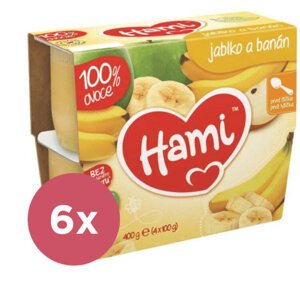 6x HAMI 100% ovocia jablko a banán 4x 100 g - ovocný príkrm