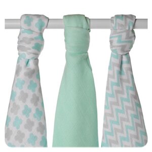 KIKKO Bambusové pleny BMB 70x70 Scandinavian Mint MIX 3 ks