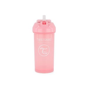 TWISTSHAKE Fľaša netečúca so slamkou 360 ml pastelovo ružová 6m+