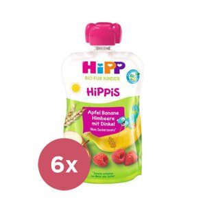 6x HIPP BIO HiPPiS Jablko-Banán-Maliny-Celozrnné obilniny od uk. 1. roka, 100 g