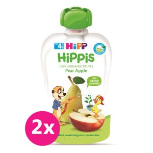2x HiPP BIO Hippies Hruška-Jablko od uk. 4.-6. mesiaca, 100 g