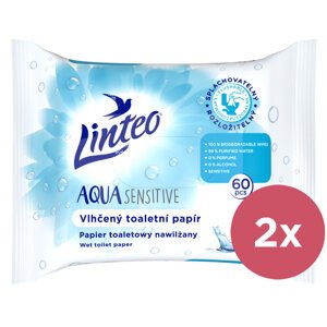 2x LINTEO Papier vlhčený toaletní Aqua Sensitive 60ks