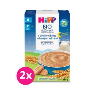 2x HiPP BIO Kaša mliečna na dobrú noc s detskými keksami od 6. mesiaca, 250 g
