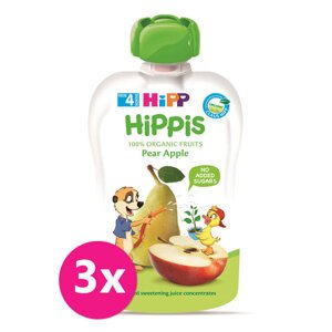 3x HiPP BIO HiPPiS Kapsička ovocná Hruška, jablko 100 g, 4m+