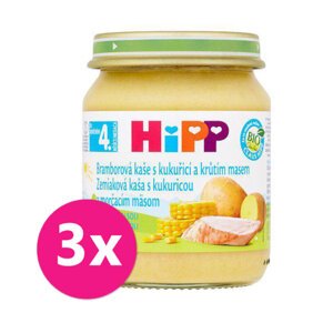 3x HiPP BIO Zemiaky a kukurica s morčacím mäsom (125 g) - mäsovo-zeleninový príkrm
