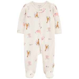 CARTER'S Overal na zips Sleep&Play Ivory Animal dievča 9m/ veľ. 74