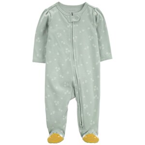 CARTER'S Overal na zips Sleep&Play Green Floral Bee dievča 9m/ veľ. 74
