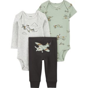 CARTER'S Set 3dielny body dl. rukáv, body kr. rukáv, tepláky Olive Airplane chlapec 18m/ veľ. 86