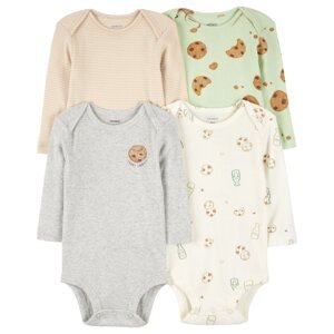 CARTER'S Body dlhý rukáv Milk&Cookies neutrál 4ks 9m/ veľ. 74