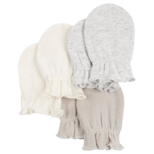 CARTER'S Rukavice Ivory/Grey neutrál MFL 3ks 0-3m