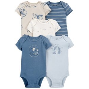 CARTER'S Body krátky rukáv Blue Panda/Airplane chlapec 5ks 6m/ veľ. 68