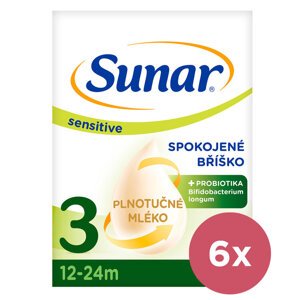 6x SUNAR Mlieko Sensitive 3, batoľacie 500 g, 12m+