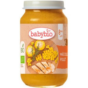 BABYBio Bio sladká kukurica s farmárskym kuracím mäsom 200 g
