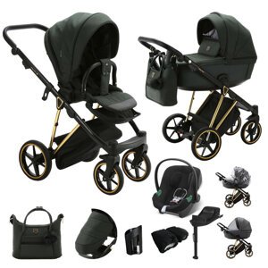 ADAMEX Kočík kombinovaný Belissa Special Edition Dark Green/Gold +CYBEX Aton B2 i-Size+základňa