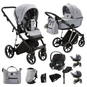 ADAMEX Kočík kombinovaný Belissa Special Edition Grey/Silver + CYBEX Aton B2 i-Size + základňa