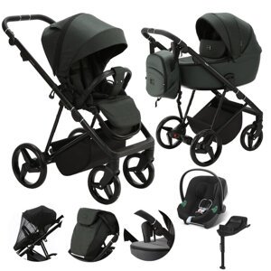 ADAMEX Kočík kombinovaný Blanc Standard Dark green + CYBEX Aton B2 i-Size + základňa