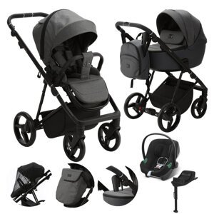 ADAMEX Kočík kombinovaný Blanc Standard Grafit + CYBEX Aton B2 i-Size + základňa