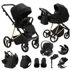 ADAMEX Kočík kombinovaný Quantum Special Edition Black/Gold + CYBEX Aton B2 i-Size + základňa