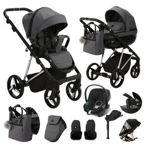 ADAMEX Kočík kombinovaný Quantum Special Edition Grafit/Silver + CYBEX Aton B2 i-Size +základňa
