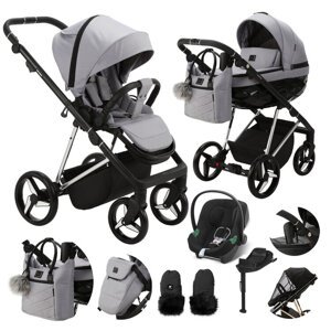 ADAMEX Kočík kombinovaný Quantum Special Edition Grey/Silver + CYBEX Aton B2 i-Size + základňa