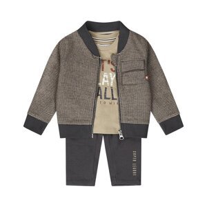 DIRKJE Set 3dielny mikina na zips + nohavice + tričko šedá chlapec veľ.74