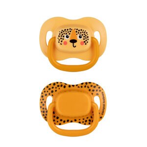CANPOL BABIES Set symetrických silikónových cumlíkov BabiesBoo 18+ 2ks oranžový