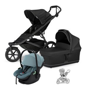 THULE Kočík 3v1 Urban Glide 3 Black s autosedačkou Maple Mid Blue a adaptérmi