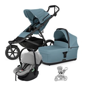 THULE Kočík 3v1 Urban Glide 3 Mid Blue s autosedačkou Maple Light Grey a adaptérmi