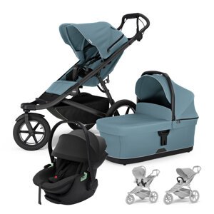 THULE Kočík 3v1 Urban Glide 3 Mid Blue s autosedačkou Maple Black, s madlom a adaptérmi