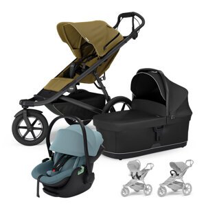 THULE Kočík 3v1 Urban Glide 3 Nutria s autosedačkou Maple Mid Blue, s madlom a adaptérmi