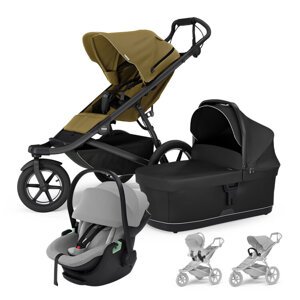 THULE Kočík 3v1 Urban Glide 3 Nutria s autosedačkou Maple Light Grey, s madlom a adaptérmi