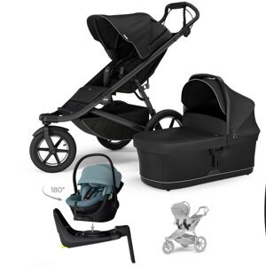THULE Kočík 4v1 Urban Glide 3 Black s autosedačkou Maple Mid Blue, základňou Alfi a adaptérmi
