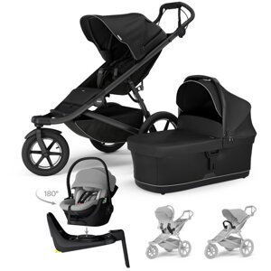 THULE Kočík 4v1 Urban Glide 3 Black s autosedačkou Maple Light Grey, základňou a príslušenstvom