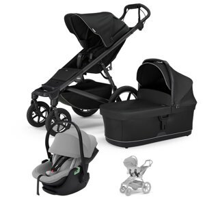 THULE Kočík 3v1 Urban Glide 4 Black s autosedačkou Maple Light Grey a adaptérmi