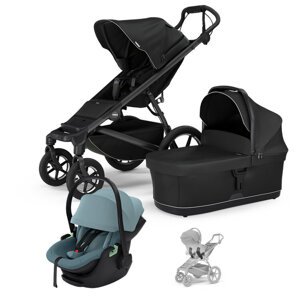 THULE SET Kočík 3v1 Urban Glide 4 Black s autosedačkou Maple Mid Blue a adaptérmi