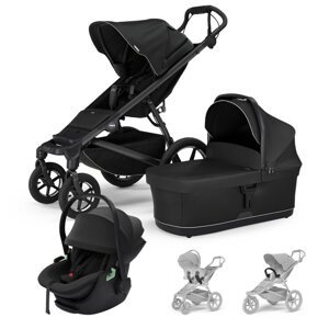 THULE Kočík 3v1 Urban Glide 4 Black s autosedačkou Maple Black, s madlom a adaptérmi