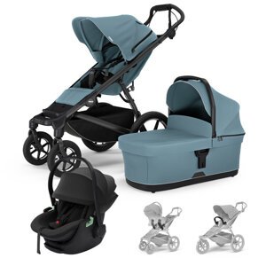 THULE Kočík 3v1 Urban Glide 4 Mid Blue s autosedačkou Maple Black, s madlom a adaptérmi
