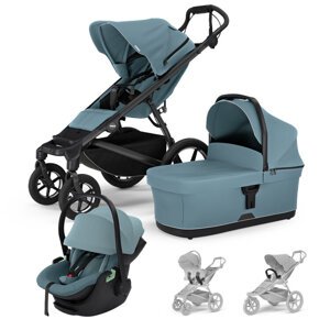 THULE Kočík 3v1 Urban Glide 4 Mid Blue s autosedačkou Maple Mid Blue, s madlom a adaptérmi