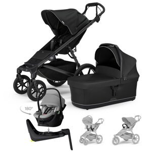 THULE Kočík 4v1 Urban Glide 4 Black s autosedačkou Maple Light Grey, základňou a príslušenstvom