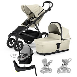THULE SET Kočík 4v1 Urban Glide 4 Beige s autosedačkou Maple Light Grey, základňou a príslušenstvom